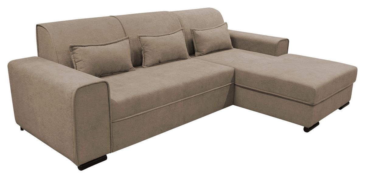 Ecksofa Classic Taupe 270x175 Cm - Taupe/Schwarz, Design, Textil (270/175cm) - MID.YOU