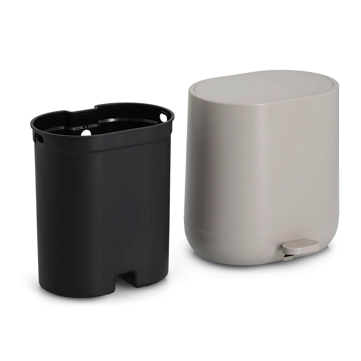 BAD-ACCESSOIRE-SET Kunststoff, Greige, 4--Teilig. - Greige, Basics, Kunststoff (50/35/35cm) - Zeller Present