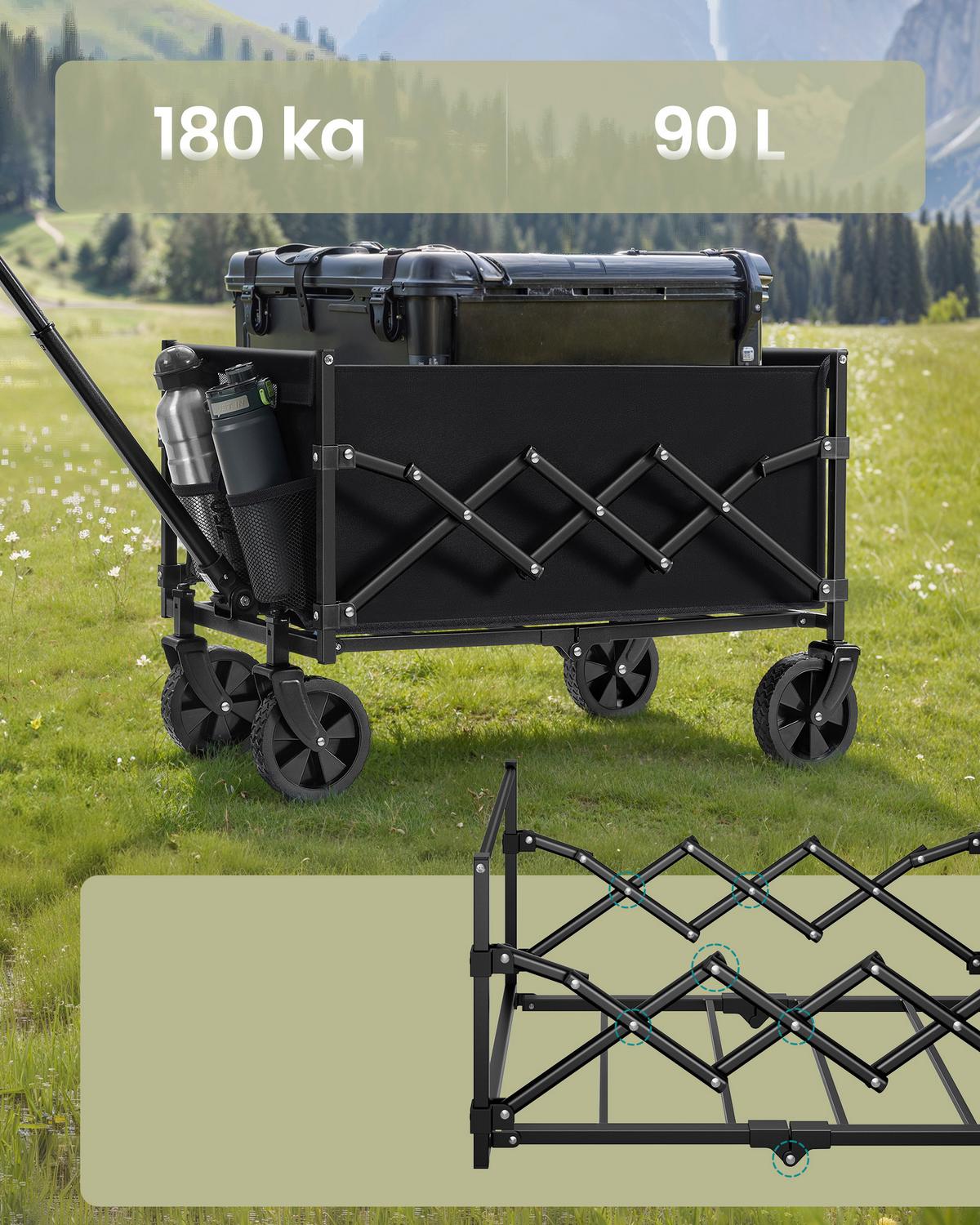 Bollerwagen Schwarz B: 67 cm - Schwarz, Basics, Textil/Metall (67/42/90,5cm)