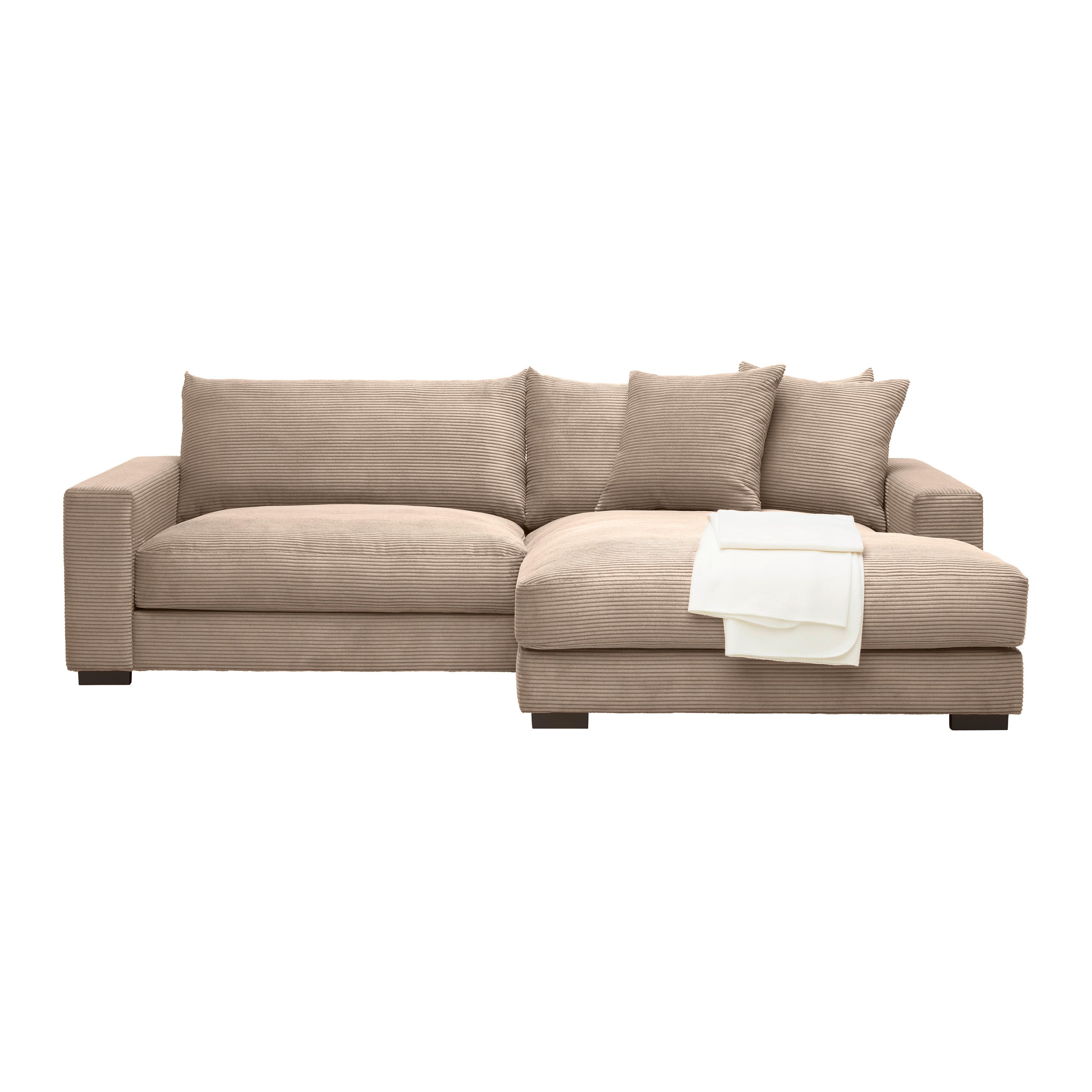 Rohová sedačka PEDRO, pravá, karamelový manšestr - karamel, Moderní, textil (265/83/180cm) - Mömax