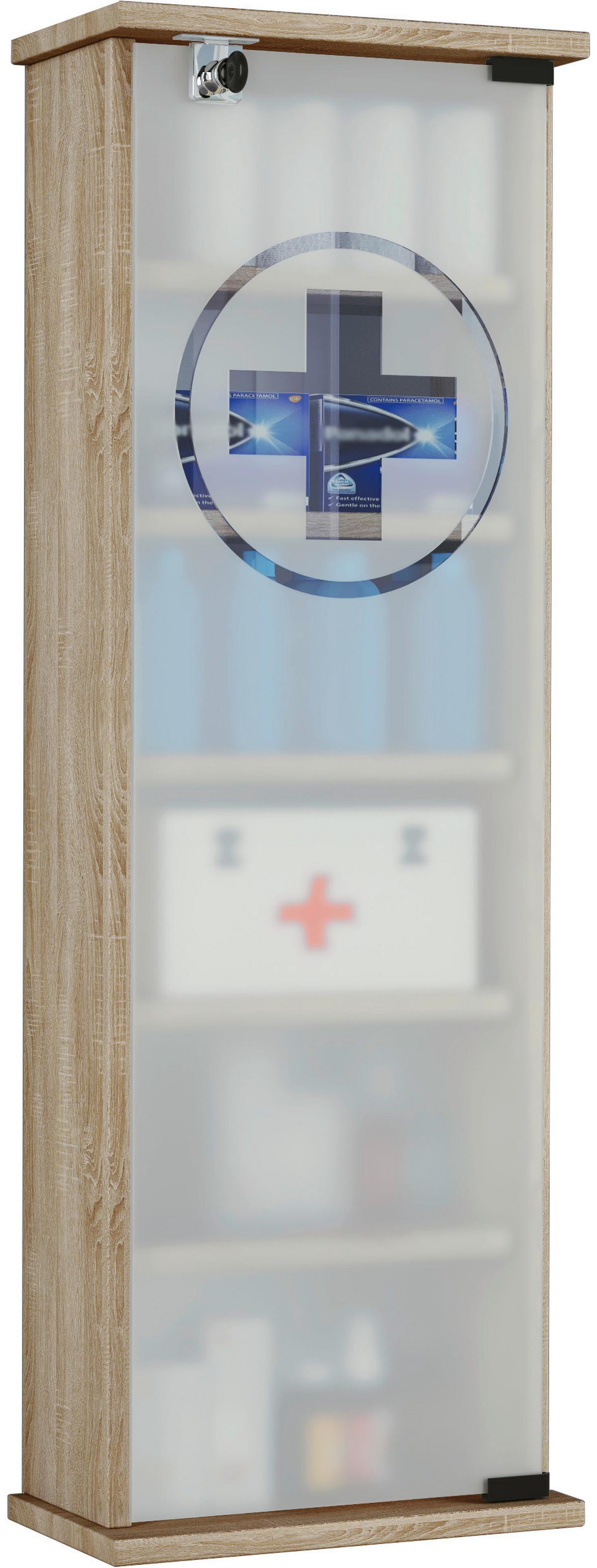 Medizinschrank Omal XXL Eiche Dekor 31x92 cm versperrbar - Sonoma Eiche, Basics, Glas/Holzwerkstoff (31/92/18cm) - MID.YOU