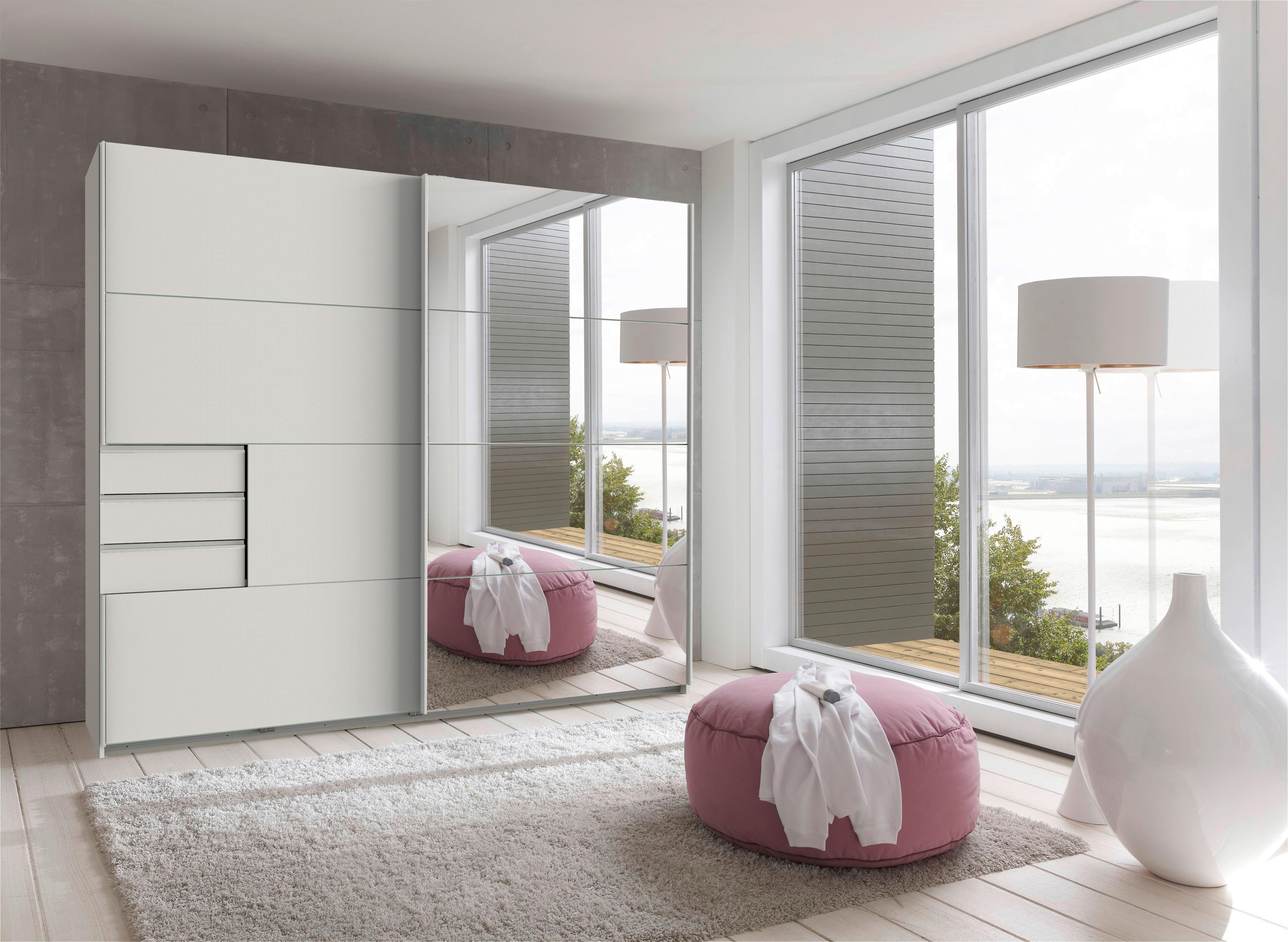 Schwebetürenschrank Saigon - Klar/Weiß, KONVENTIONELL, Holzwerkstoff (225/210/64cm) - MID.YOU