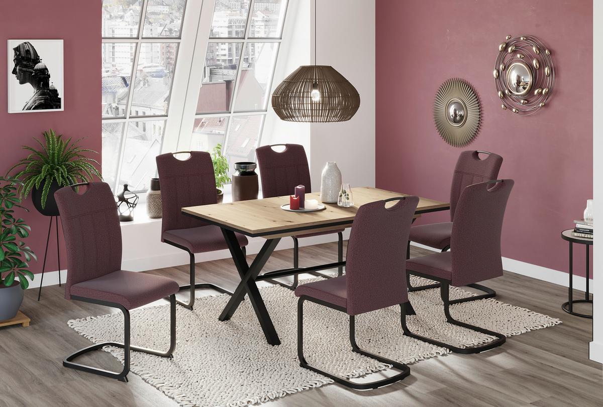 Schwingstuhl-Set Britta S Dunkelrot - Grau/Dunkelrot, MODERN, Textil/Metall (44/100/59cm) - MID.YOU