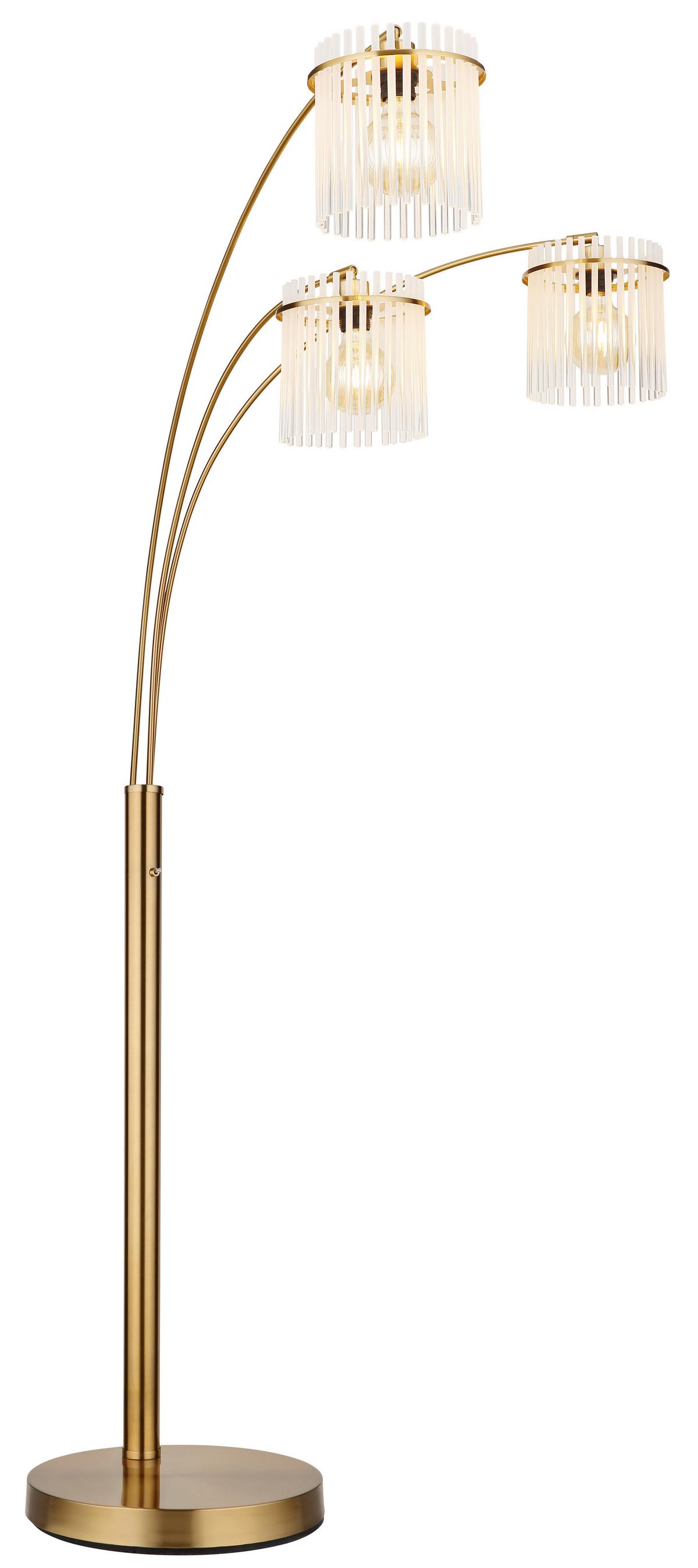 Stehleuchte Gorley ca. 100x160x180 cm - Klar/Goldfarben, Trend, Glas/Kunststoff (100/160/180cm) - Globo