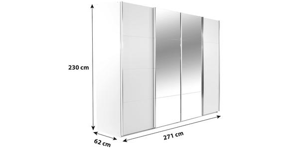 Schwebetürenschrank Mit Spiegel 271cm Bensheim, Weiß - Klar/Eichefarben, MODERN, Holzwerkstoff (271/230/62cm) - James Wood