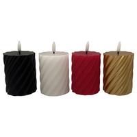 LED  svíčka TWIST - bílá/černá, Konvenční, plast/přírodní materiály (7/9cm) - Modern Living