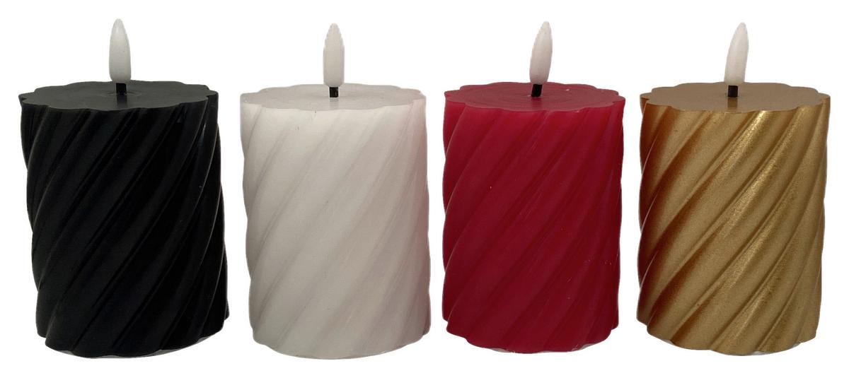 LED  svíčka TWIST - bílá/černá, Konvenční, plast/přírodní materiály (7/9cm) - Modern Living