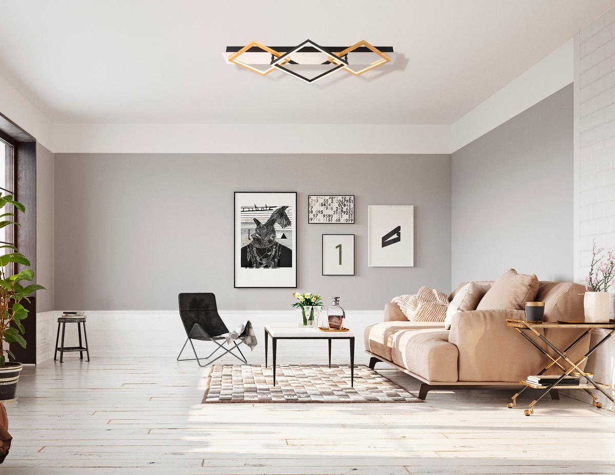 Led-deckenleuchte 67847-32 - Goldfarben/Opal, Design, Kunststoff/Metall (78/35,5cm) - Globo
