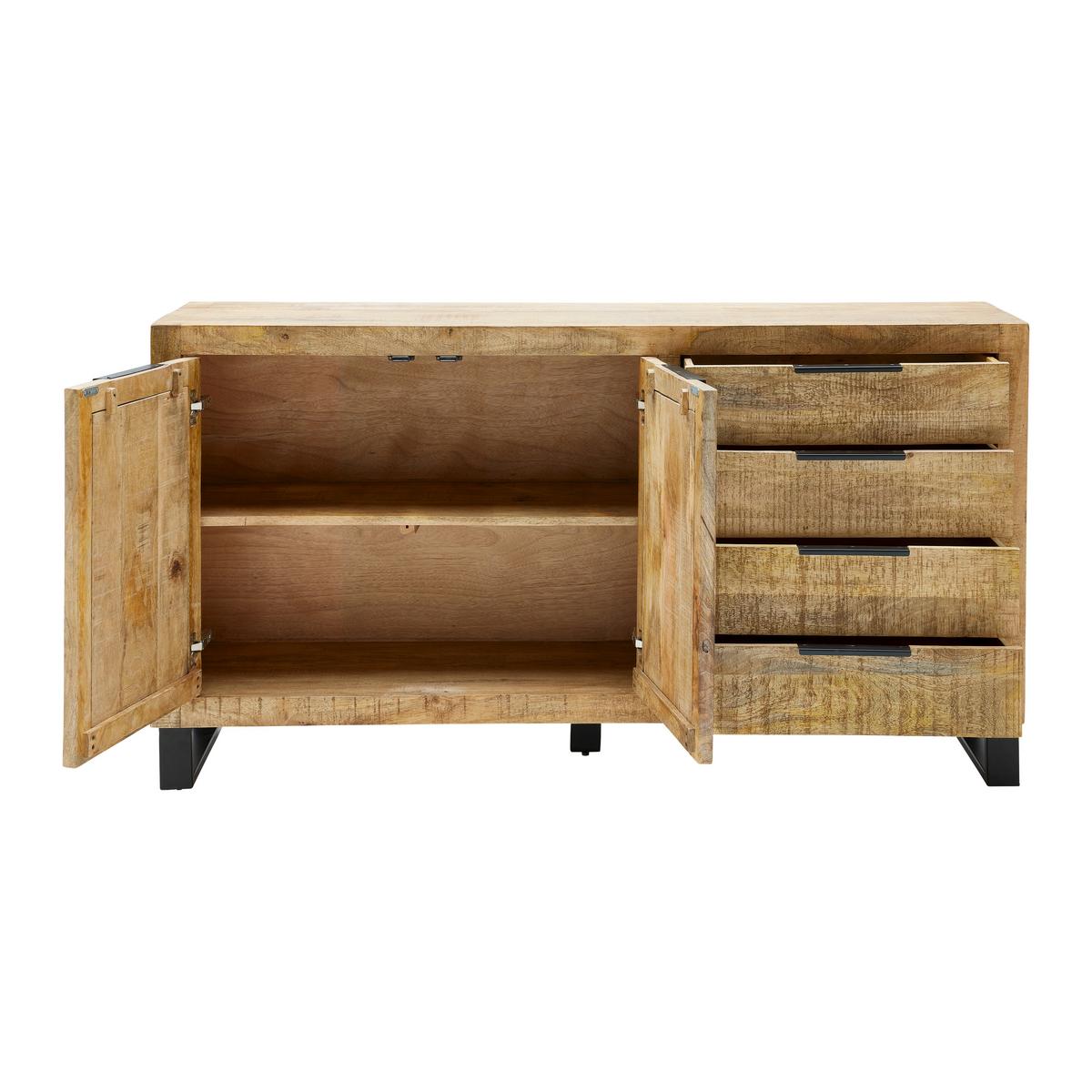 Široká komoda Everest EVEREST -EXKLUSIV- - černá/přírodní barvy, Natur, kov/dřevo (160/85/40cm)