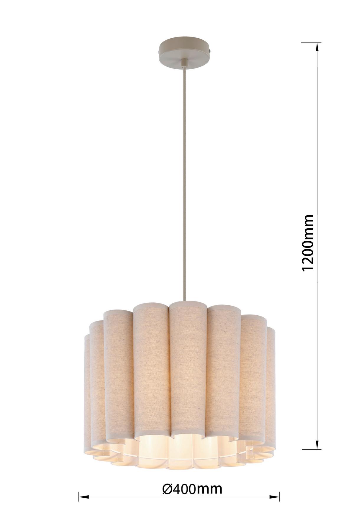 ZÁVĚSNÉ SVÍTIDLO SEJLA - béžová, Moderní, kov/textil (40/40/120cm) - Mömax