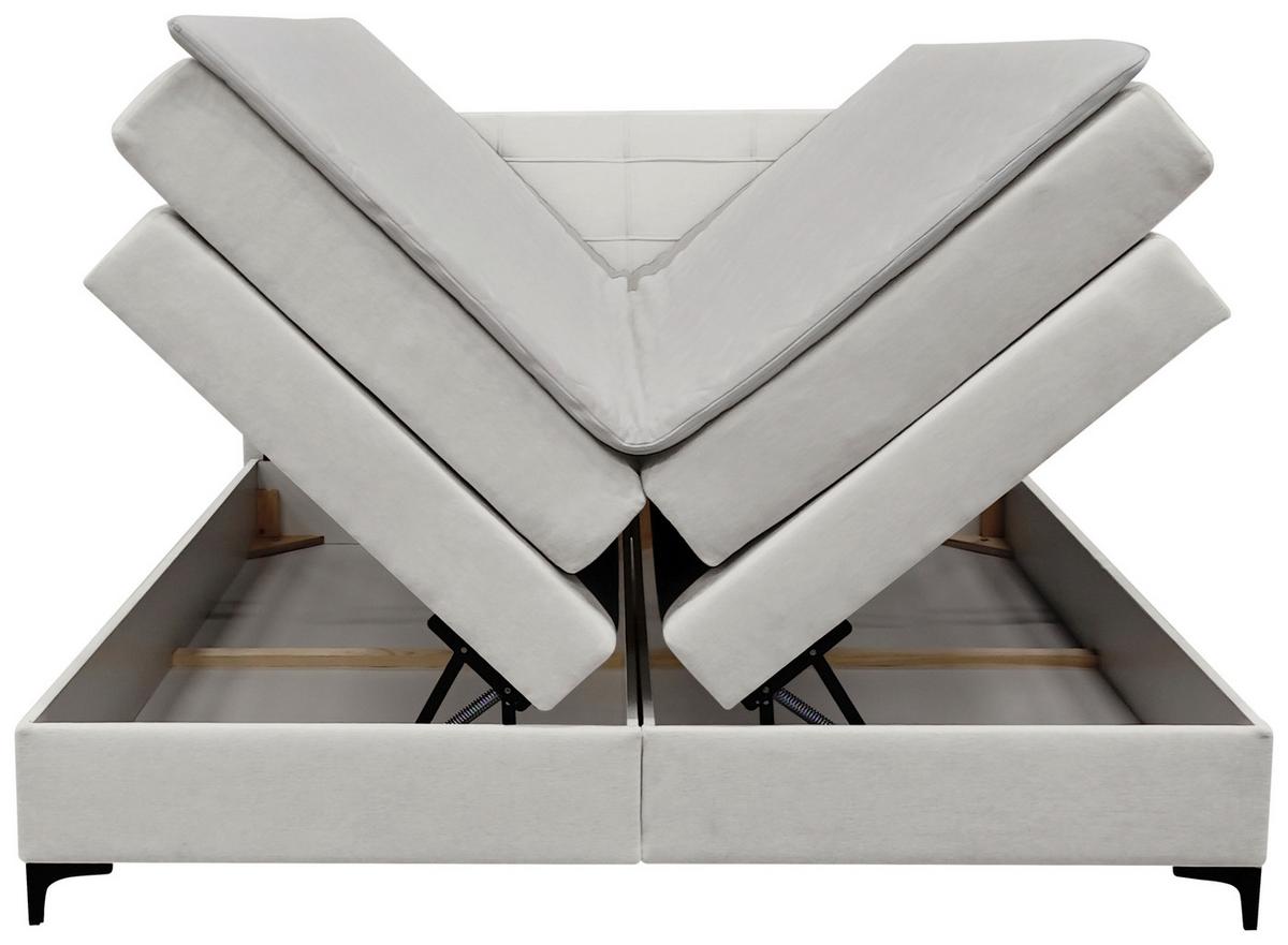 Boxspringbett Mitto mit Topper 180x200 cm - Creme/Schwarz, KONVENTIONELL, Textil/Metall (180/200cm)