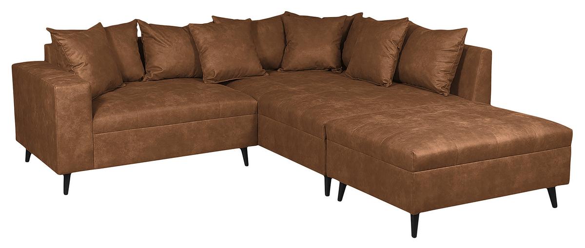 Ecksofa Pruno, Braun S: 247x174 Cm - Schwarz/Braun, Design, Textil (247/174cm) - MID.YOU