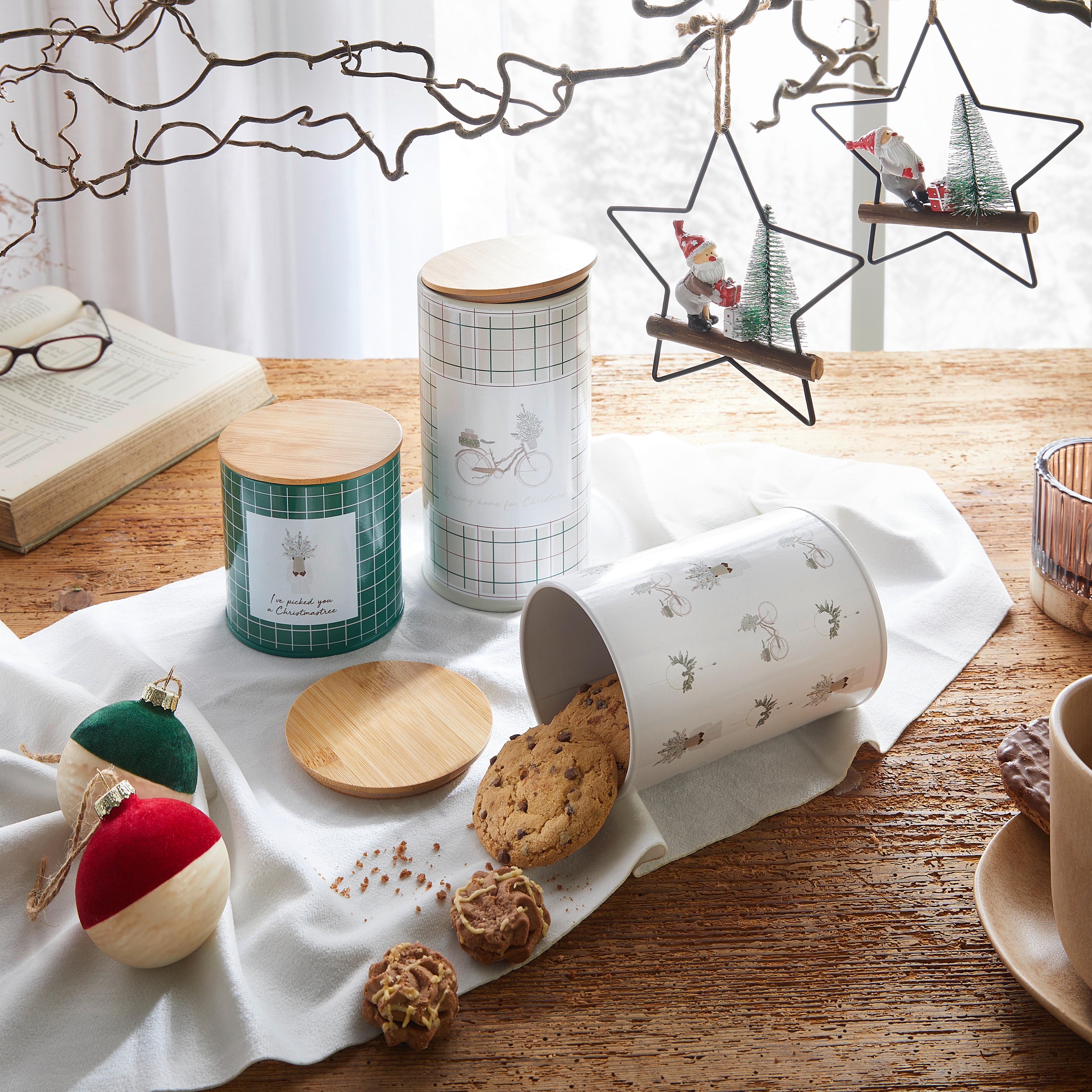 DÓZA NA SUŠENKY XMAS - 2023 - přírodní barvy/vícebarevná, Konvenční, kov/dřevo (10/18cm) - Modern Living