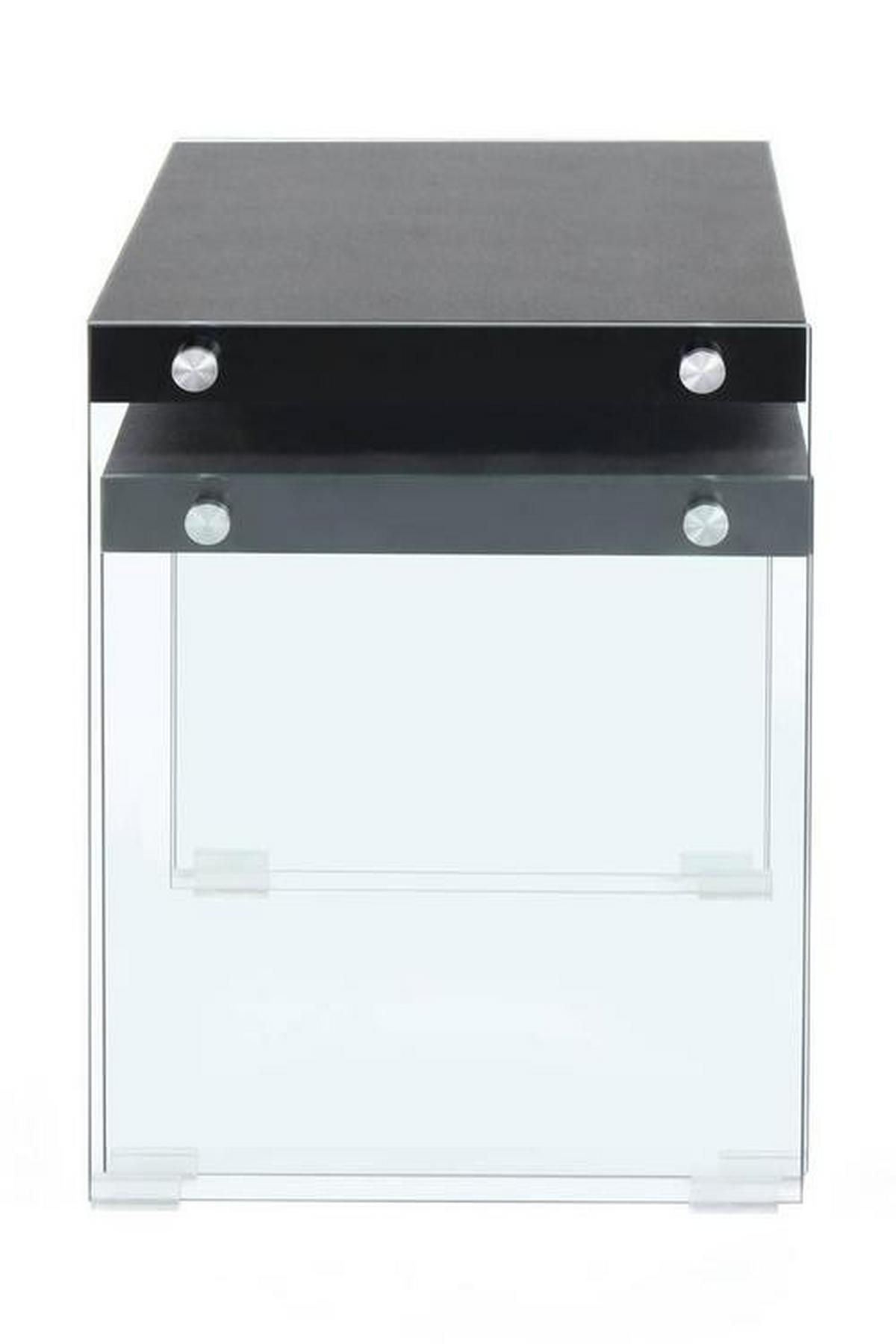 Beistelltisch 2er-set Elementary Schwarz - Klar/Schwarz, Basics, Glas/Holzwerkstoff - Kayoom