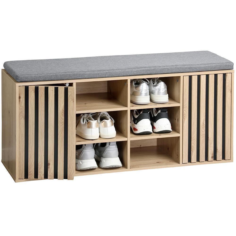 GARDEROBENBANK Eiche/Grau B: 103cm - Eichefarben/Schwarz, Basics, Holzwerkstoff/Textil (103/48/30,5cm) - Kesper