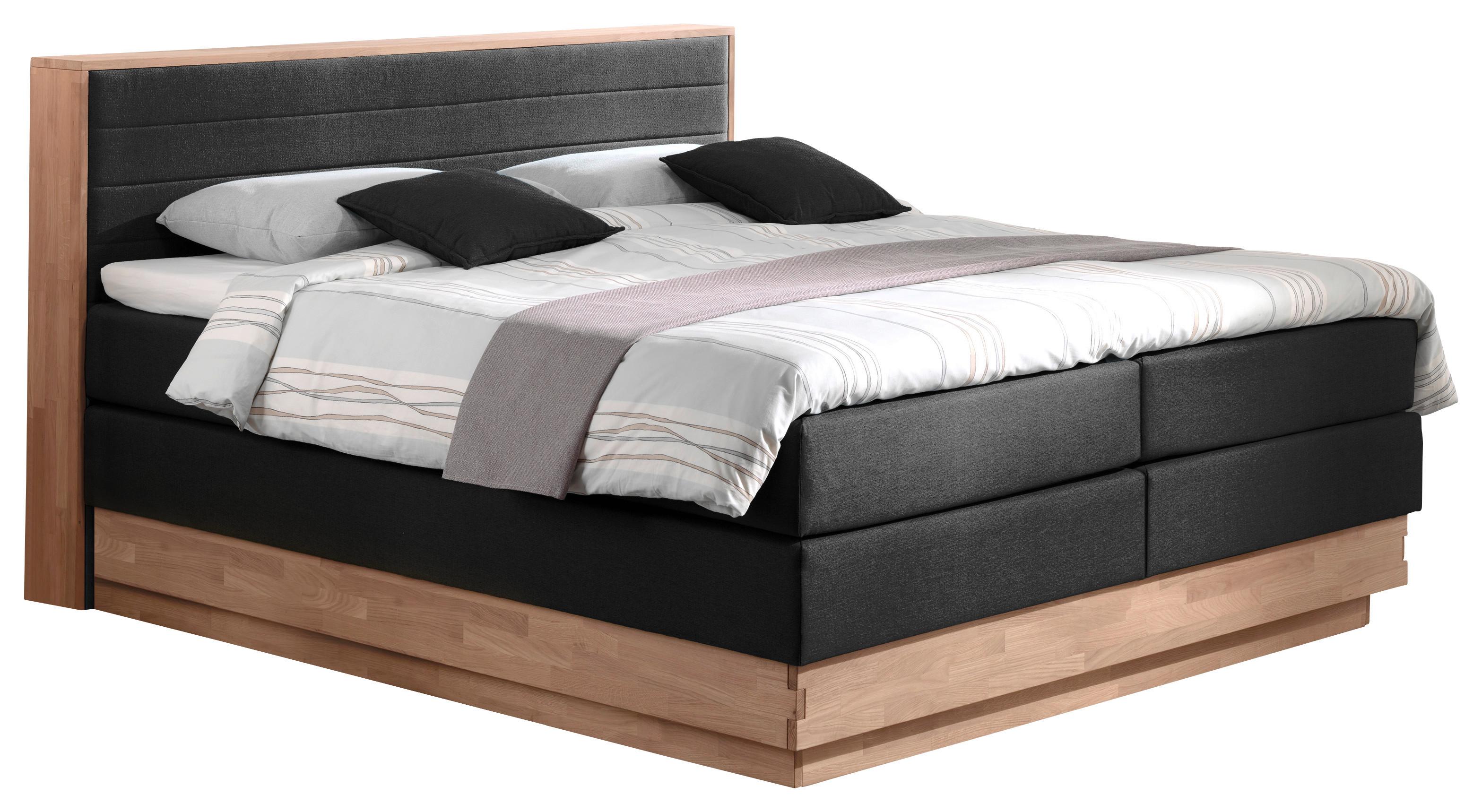 Boxspringbett Mit Topper & Bettkasten 180x200 Moneta - Eichefarben/Schwarz, MODERN, Holz/Textil (180/200cm) - MID.YOU