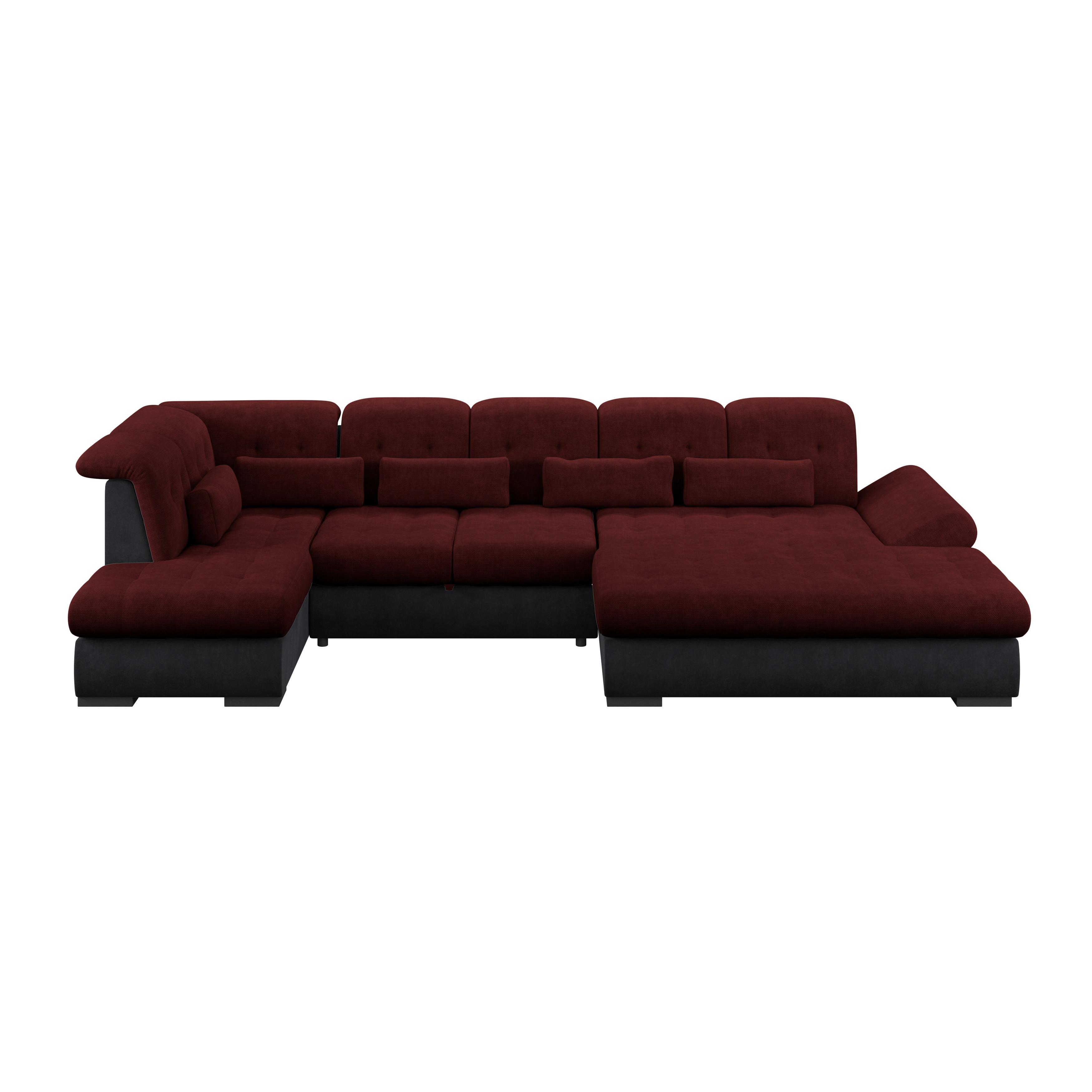 Wohnlandschaft Madera Rubinrot, S: 212x358 cm - Anthrazit/Rot, KONVENTIONELL, Kunststoff/Textil (212/358/190cm)