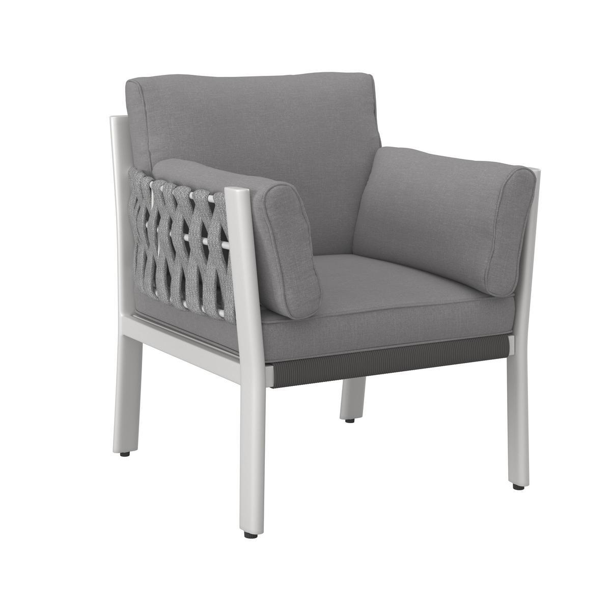 JÍDELNÍ TERASOVÁ SOUPRAVA ELISA - bílá/světle šedá, Moderní, kov/textil (238/74/75cm) - Bessagi Garden