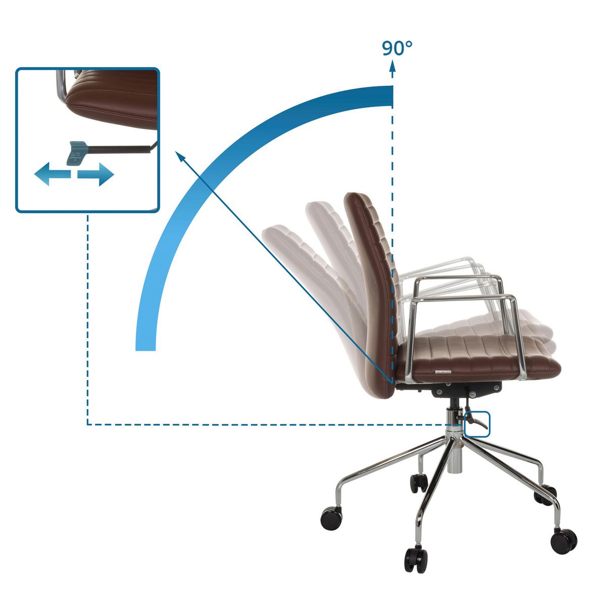 Drehstuhl Vemona 30 Braun B: 58 cm - Silberfarben/Braun, MODERN, Leder/Kunststoff (58/93-101/59cm) - MID.YOU