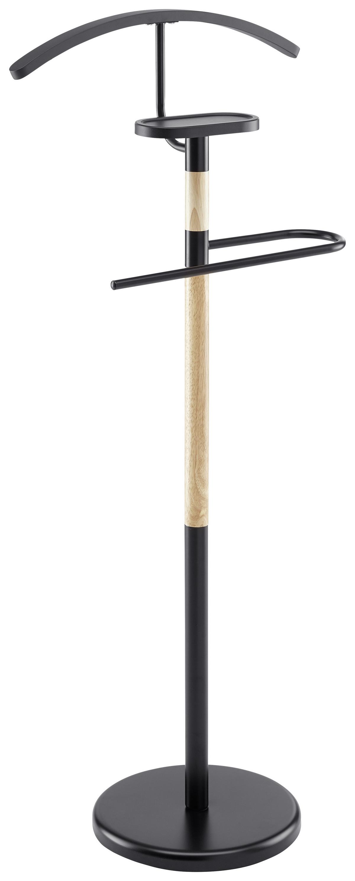 Němý sluha MICHA - černá/přírodní barvy, Konvenční, kov/dřevo (46,5/112/28,5cm) - Mömax
