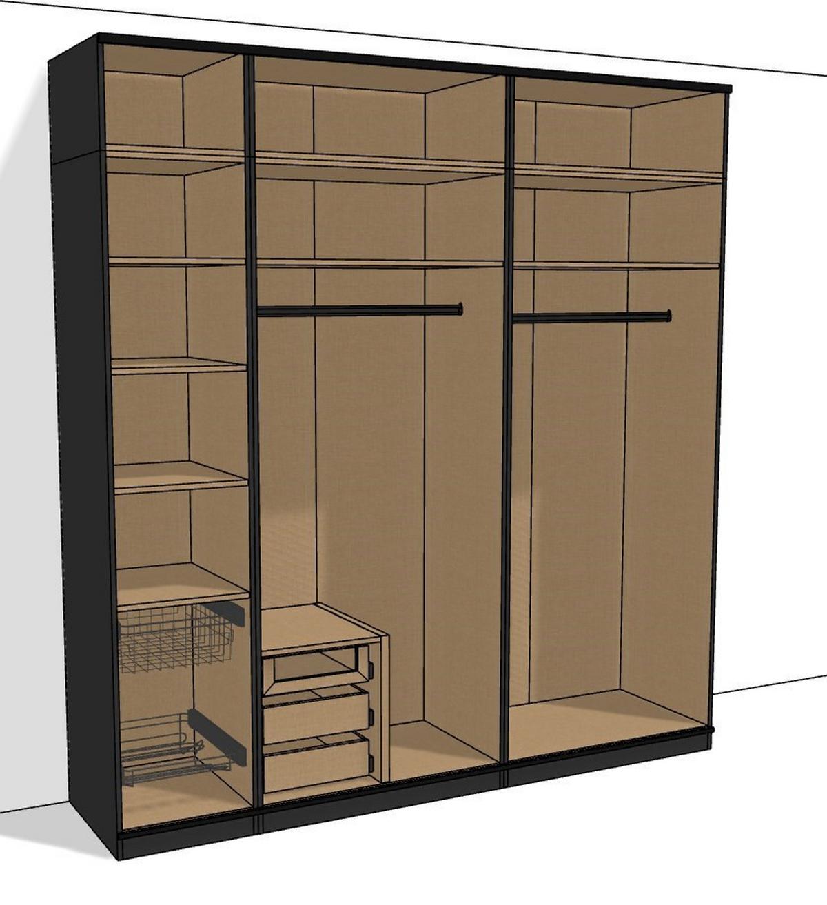 Schwebetürenschrank B: 227,8cm Ondega Anthrazit/Weiß - Anthrazit/Weiß, KONVENTIONELL, Holzwerkstoff (227,8/242,2/61cm) - Ondega