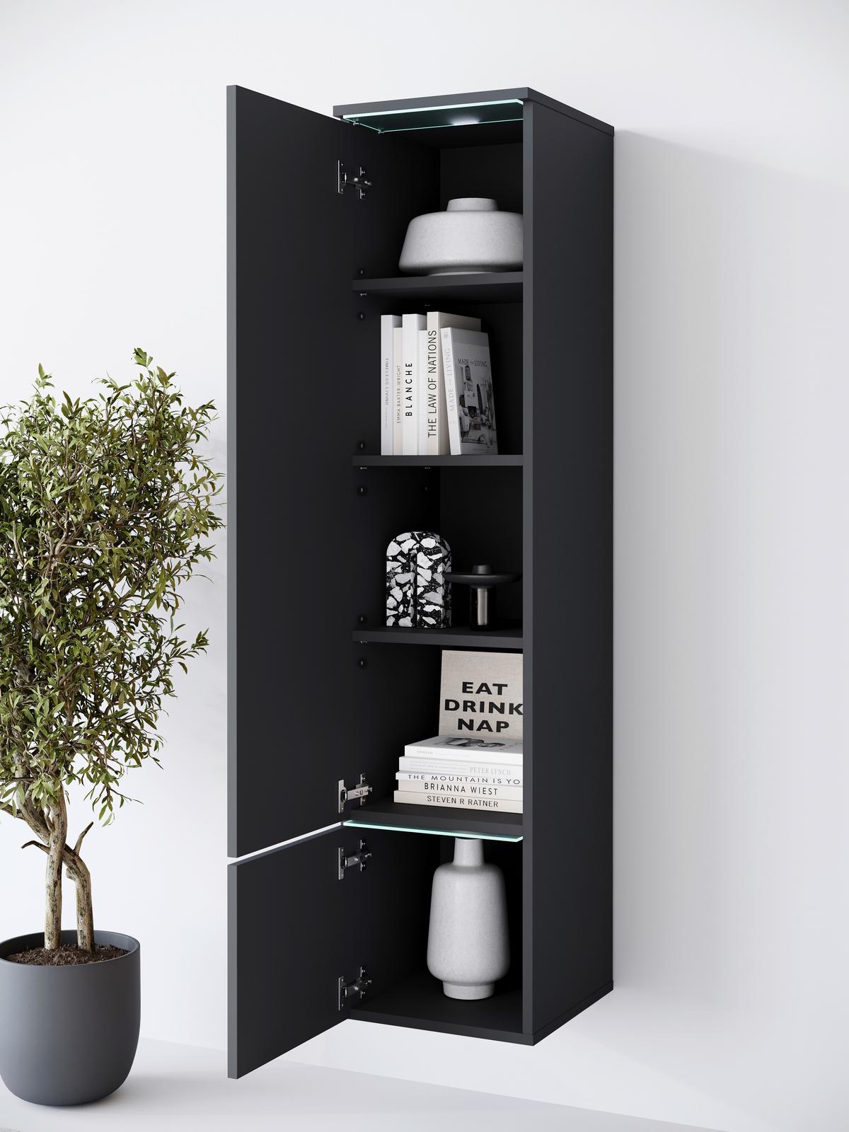 Hochschrank Vera Schwarz B: 30cm - Schwarz/Grau, Design, Holzwerkstoff (30/130/33cm) - Livetastic