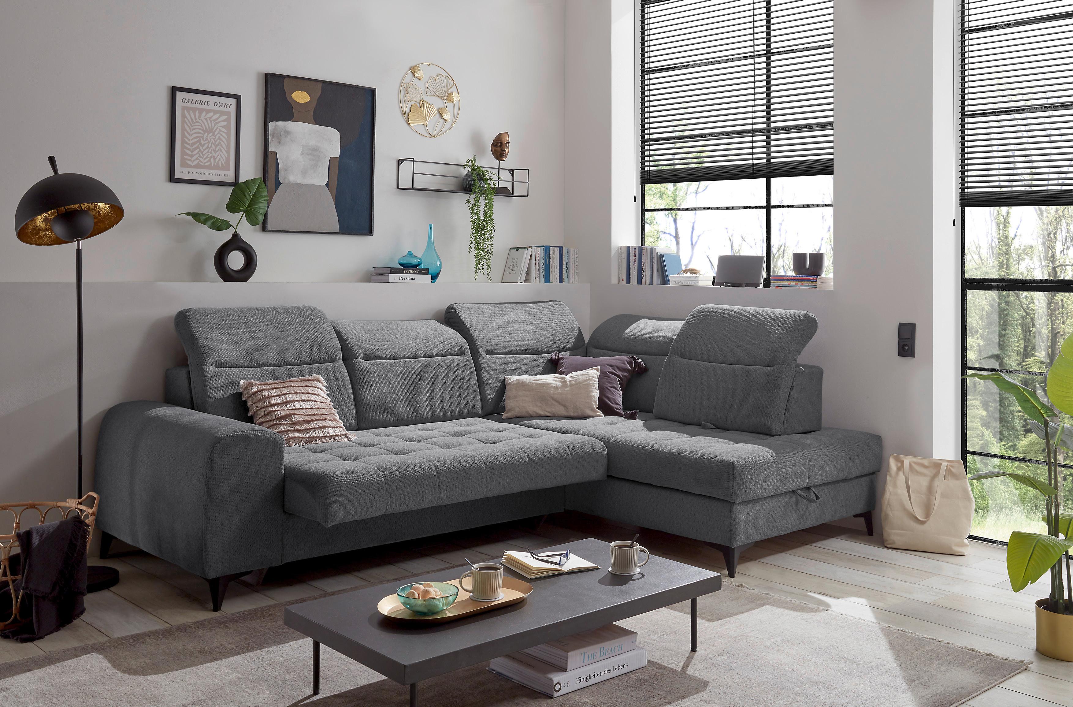 Ecksofa Rockdale Anthrazit S:282x200cm - Anthrazit/Schwarz, KONVENTIONELL, Textil (282/200cm) - MID.YOU