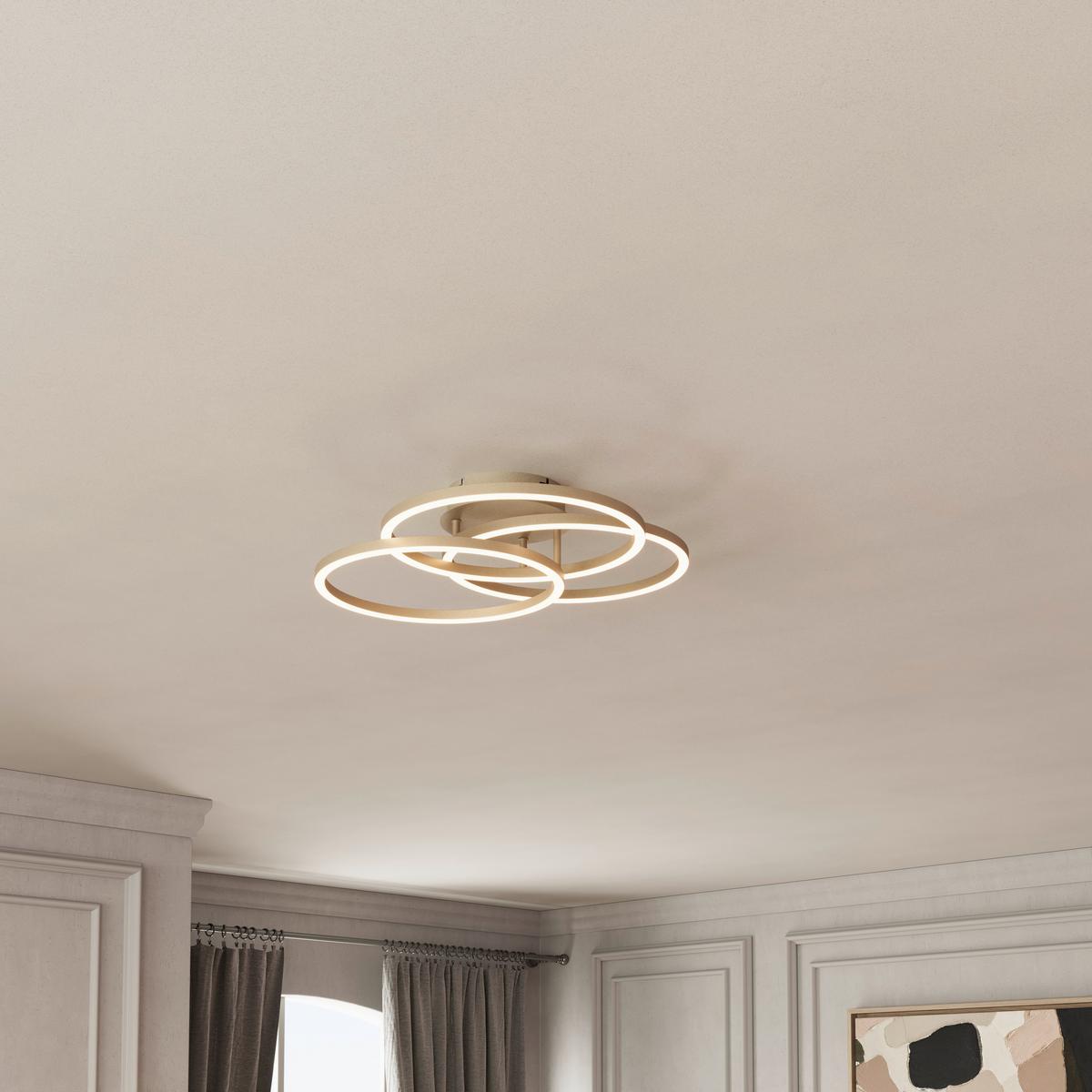 Led Mennyezeti Lámpa Coleen - cappuccino/homokszínű, Basics, műanyag/fém (47/38,5/8cm) - Luca Bessoni