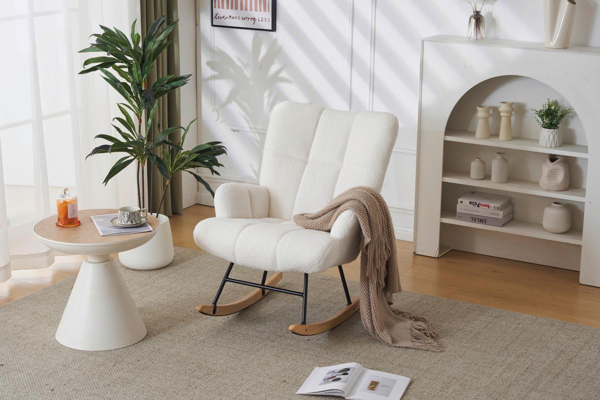 Schaukelstuhl Omar - Ecru/Beige, MODERN, Textil/Metall (67/85/85cm) - P & B