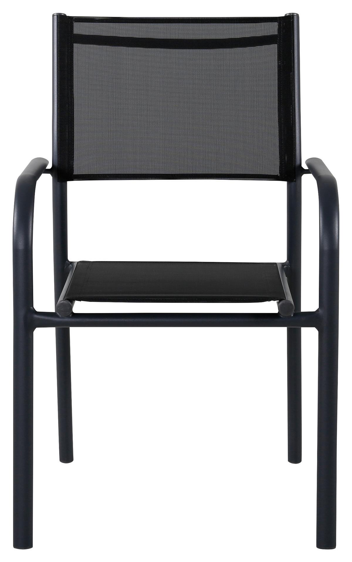 Gartensessel-Set Stapelbar Santorini Aluminium - Schwarz, KONVENTIONELL, Metall (56/90/55cm) - Gardenson