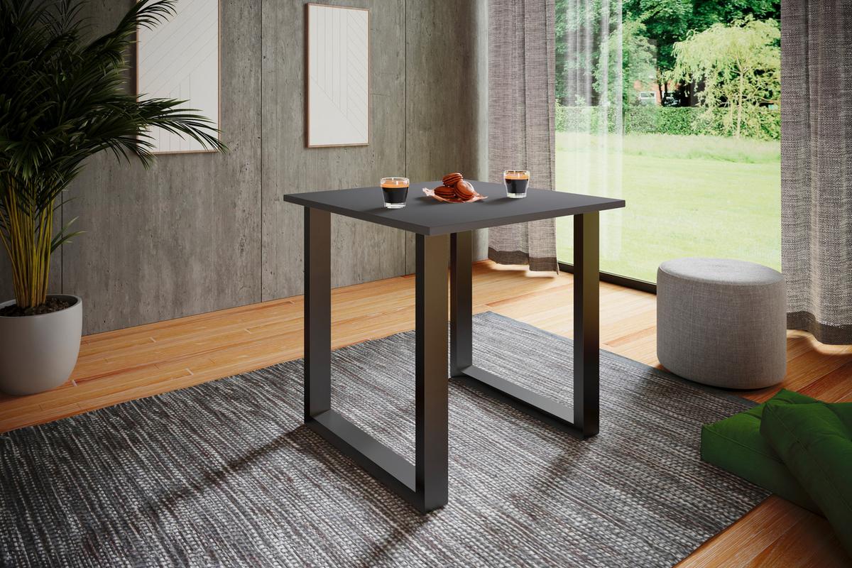 Schreibtisch Lona Anthrazit B: 80 cm - Anthrazit/Schwarz, Design, Holzwerkstoff/Metall (80/76/80cm) - MID.YOU