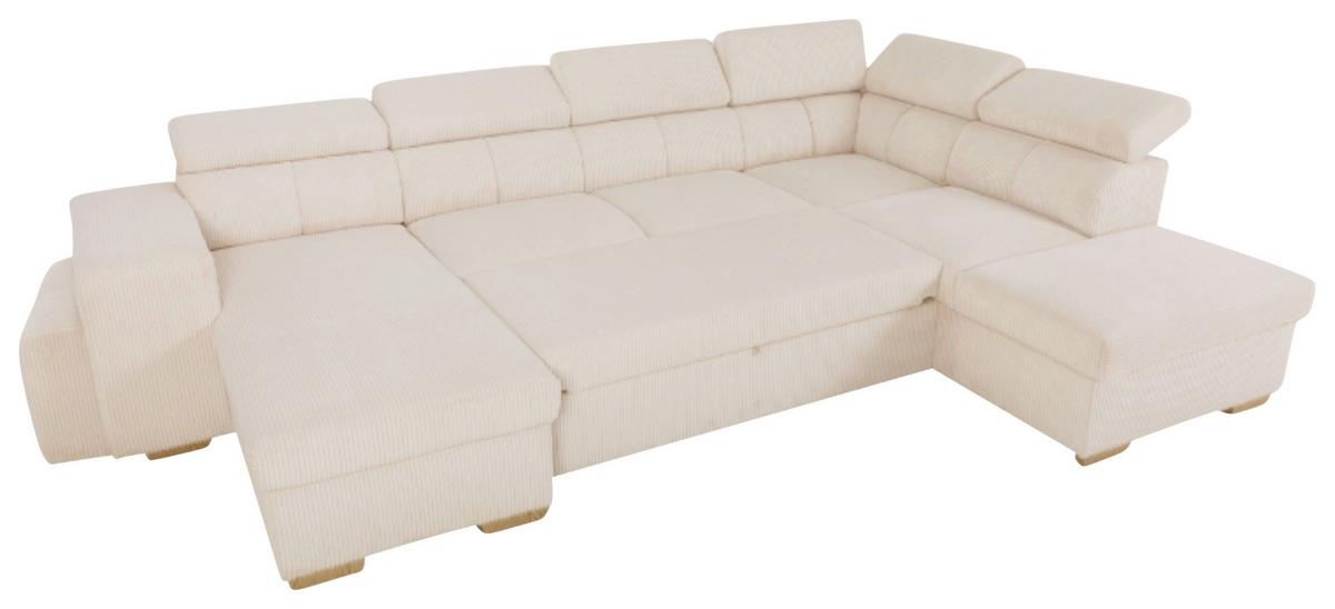 Schlafsofa mit Bettkasten Sirius XL, creme, 219x334cm - Eichefarben/Creme, KONVENTIONELL, Holz/Holzwerkstoff