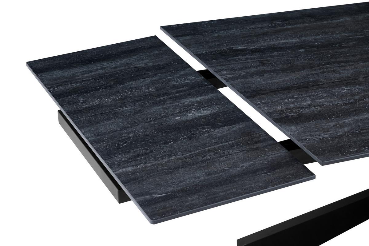 Esstisch Hamar Schwarz L: 180-220 cm - Schwarz, MODERN, Stein/Metall (180/220/90/76cm) - P & B