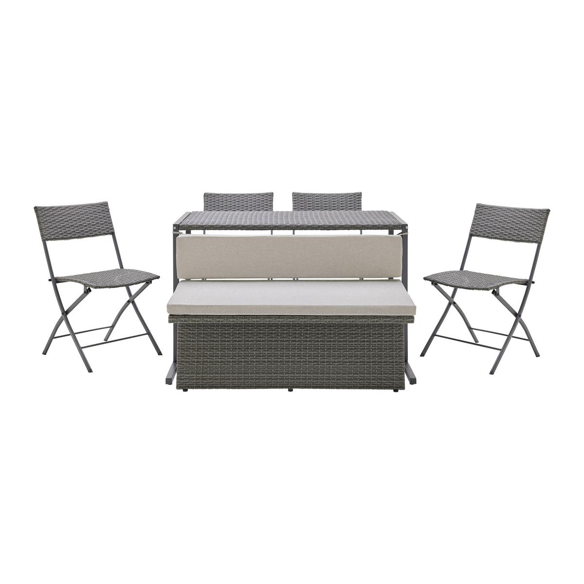 Sada na balkon MARIO tm.šedá/sv.šedá - šedá/světle šedá, Moderní, kov/textil (120/75/105cm) - Bessagi Garden