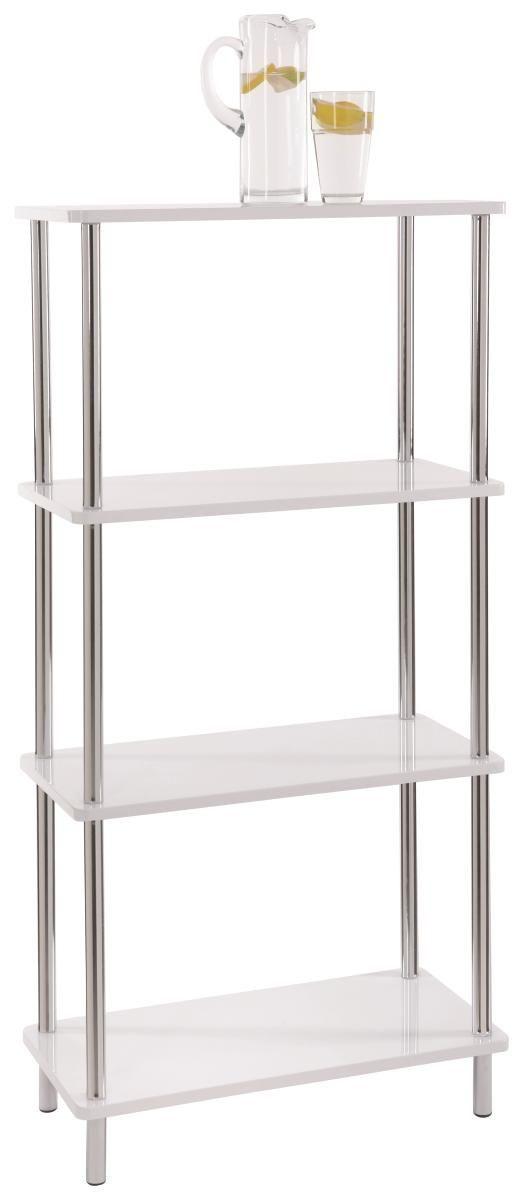 REGÁL TIM 2 - bílá/barvy chromu, Moderní, kov/kompozitní dřevo (60/120/30cm) - Möbelix Exklusiv