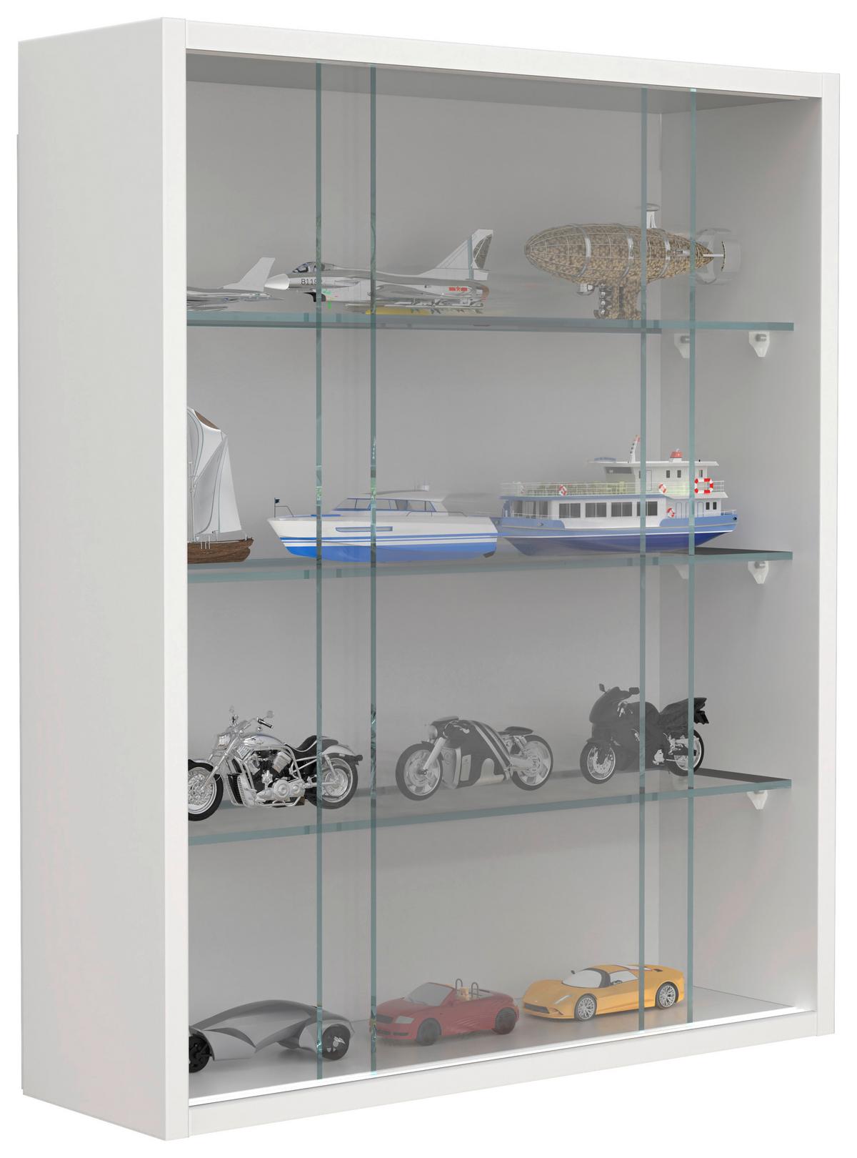 Hängevitrine Drivalo Weiß B: 50 cm - Transparent/Weiß, Design, Glas/Holzwerkstoff (50/60/15cm) - MID.YOU