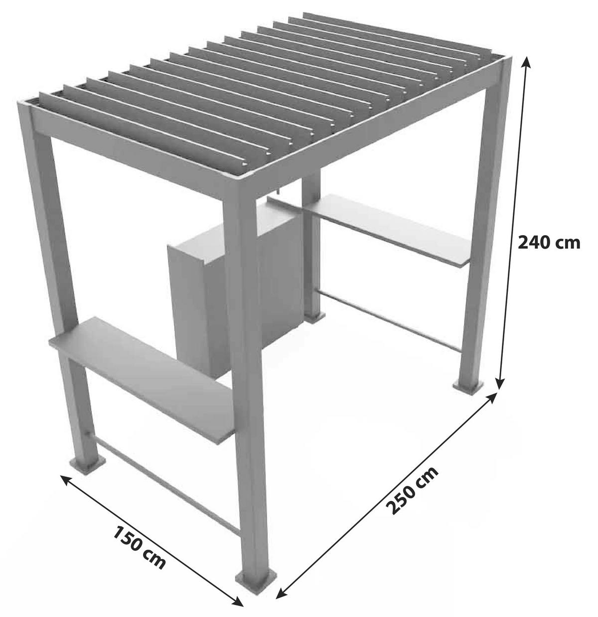 Pergola Basic Bbq - Anthrazit, LIFESTYLE, Metall (150/240/250cm) - Gardenson