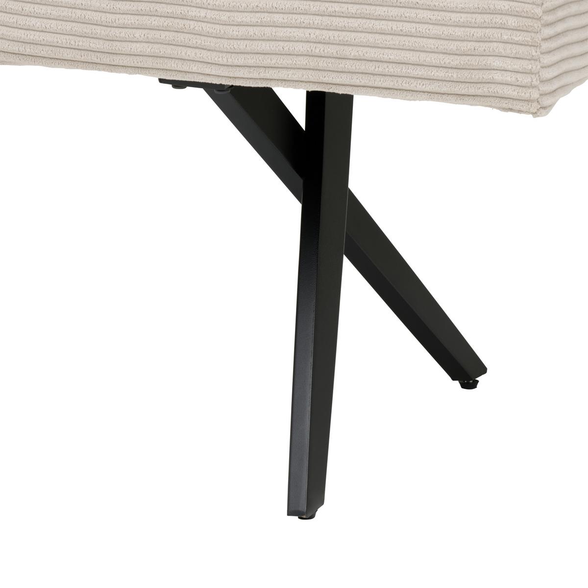 Sitzbank Chios Ohne Lehne Cord Beige, B: 140 Cm - Beige/Schwarz, KONVENTIONELL, Textil/Metall (140/49/47cm) - MID.YOU