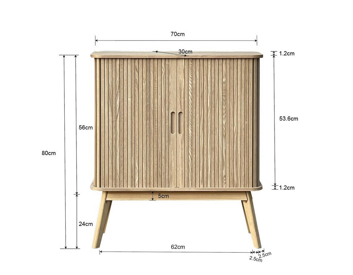 Komoda Skandy dyha/MDF - prírodná farba, Modern, drevo/kompozitné drevo (70/80/30cm) - Premium Living