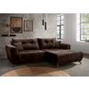 Ecksofa Restato Dunkelbraun S: 246x177 cm - Dunkelbraun/Schwarz, MODERN, Textil (246/177cm) - MID.YOU