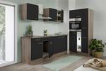 Küchenzeile mit Geräten B: 300 cm Schwarz/Eiche Dekor - Eichefarben/Schwarz, Design, Holzwerkstoff (300cm) - Respekta