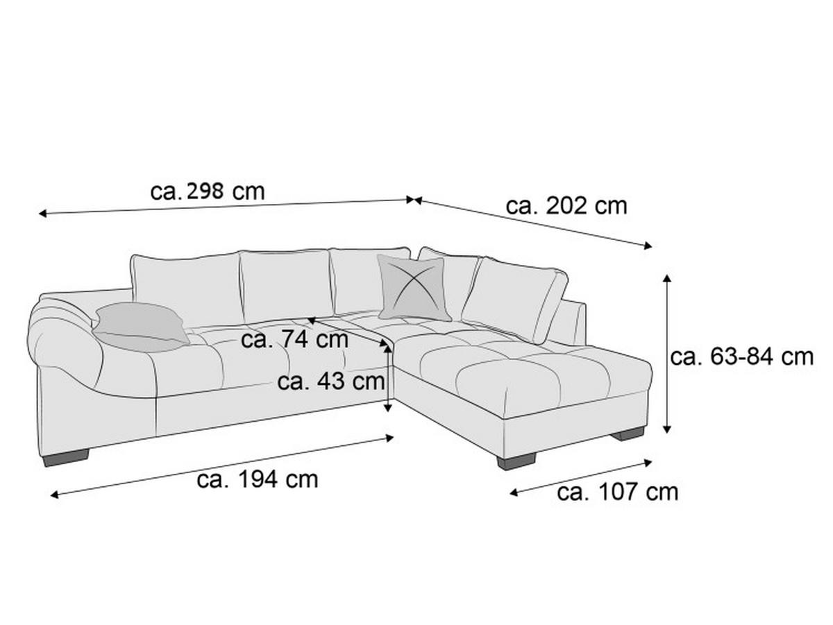 Eckschlafsofa Alvito Anthrazit S: 298/202 cm - Anthrazit/Silberfarben, Design, Textil (298/202cm) - P & B