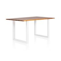 Esstisch 160x90 Akazie Massiv/weiß - Weiß/Naturfarben, MODERN, Holz/Metall (160/90/75cm) - Livetastic