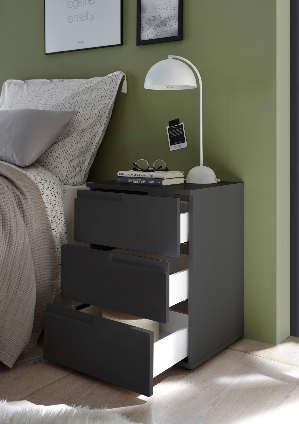 Nachtkästchen Graphitfarben H: 60,9 Cm, Spice 3 - Schwarz/Graphitfarben, MODERN, Holzwerkstoff (46,2/60,9/40cm)
