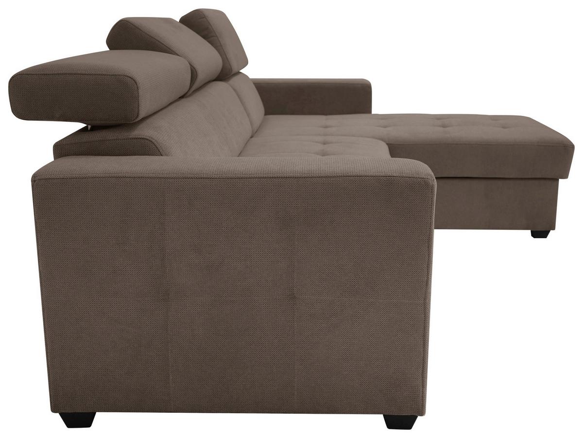 Rohová sedačka MARCO, oboustranná, šedohnědý velur - černá/šedohnědá, Konvenční, kov/dřevo (238/78-94/170cm)