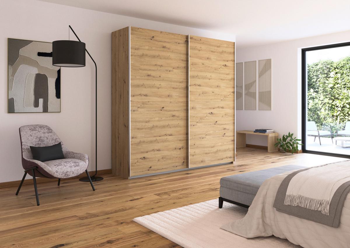 Schwebetürenschrank B: 225cm Feldkirch Eiche Dekor - Eiche Artisan, MODERN, Holzwerkstoff (225/229/62cm)