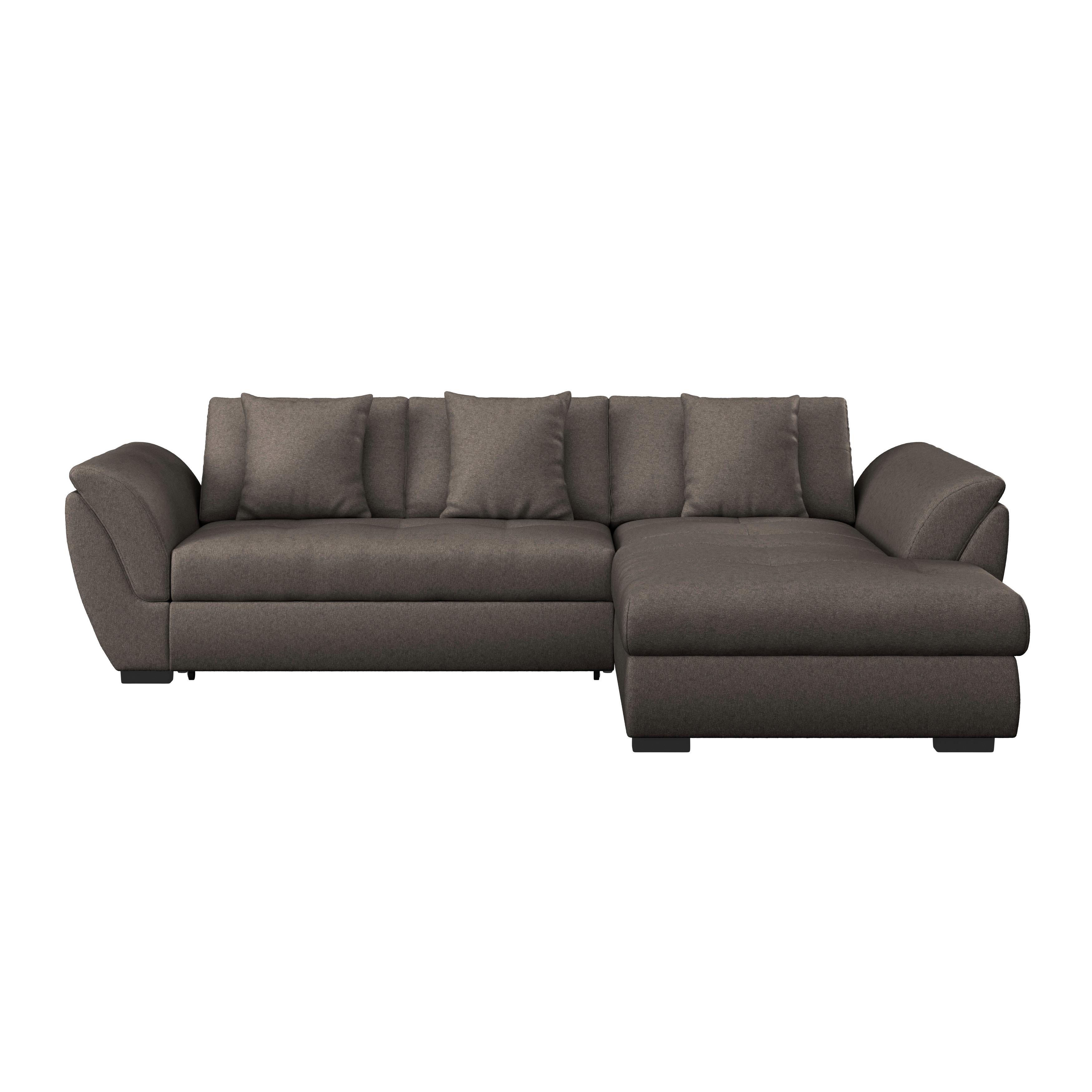 Rohová sedačka BERISSO, pravá, hnedá - hnedá, Design, textil/plast (278/187cm) - Ondega