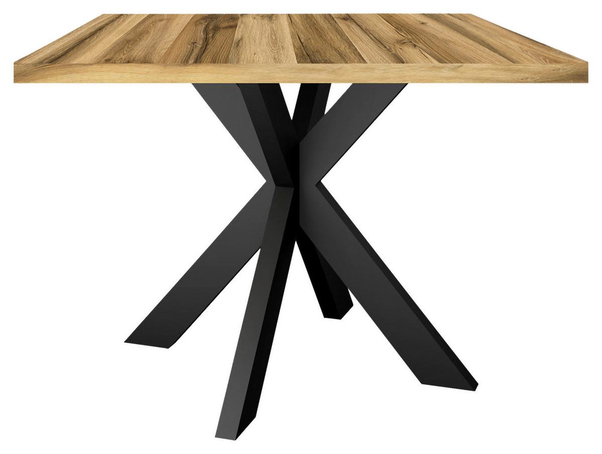 Esstisch Alex Schwarz, Plankeneiche - Plankeneiche/Schwarz, MODERN, Holzwerkstoff/Metall (140/90/78cm) - Livetastic