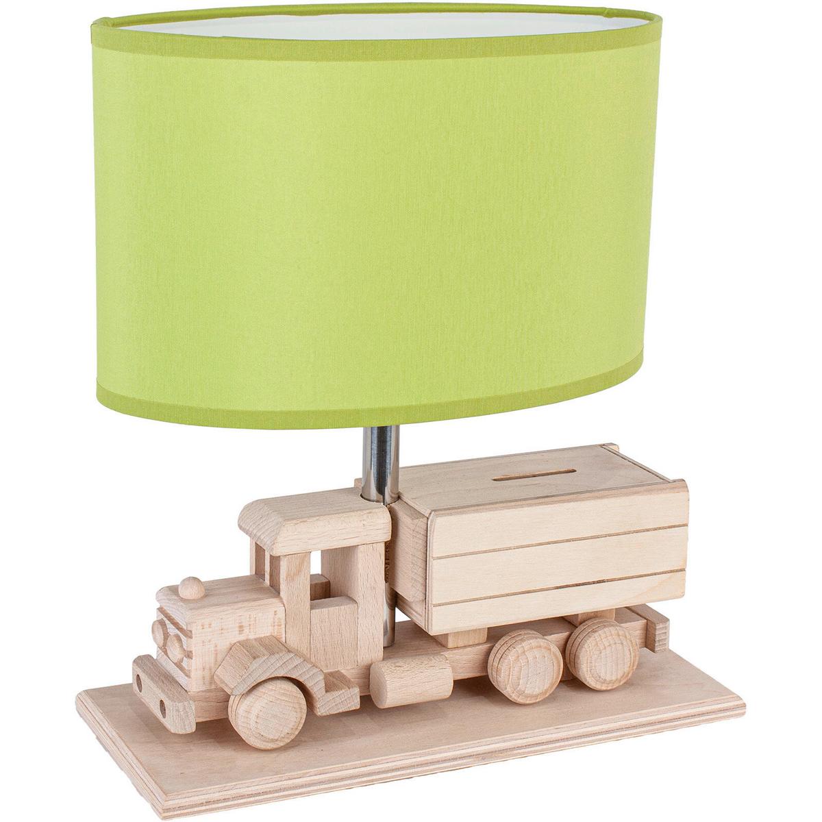 Kindertischleuchte 4112425 Lkw Mit Spardose - Naturfarben/Grün, Natur, Holz/Holzwerkstoff (32/14/27cm)