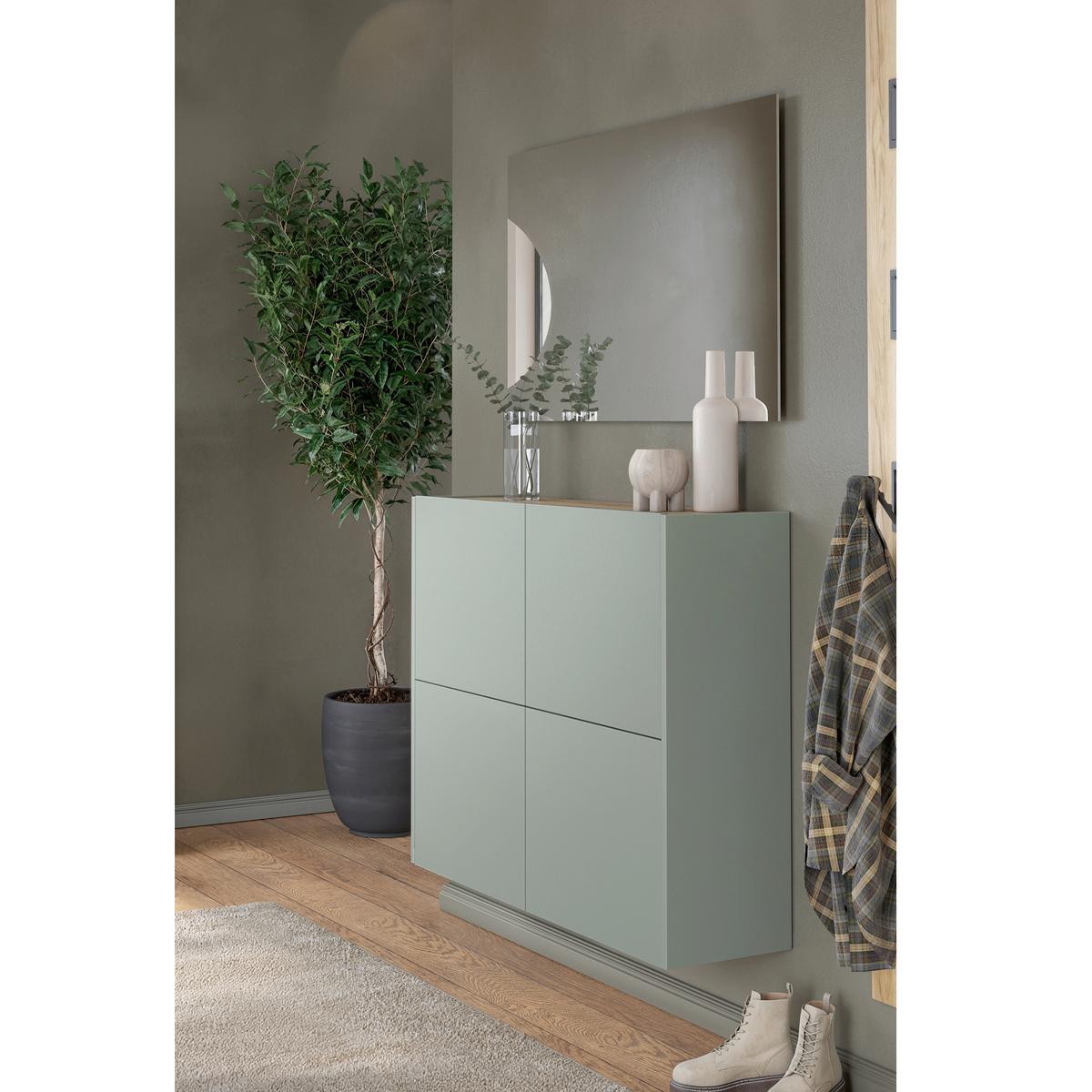 Garderobe Gw-binetto Grün/eichefarben B: 200 Cm - Eichefarben/Grün, Design, Holzwerkstoff (200/79/27cm) - Livetastic